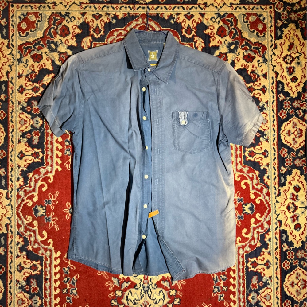 Casual Denim Blue Button-Down Shirt for Men